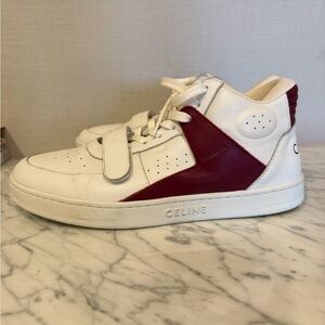 Celine Women's Sneakers in White and Burgundy